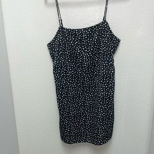 Böhme Black Slip Dress Small White Flowers Women’s Large Adj Spaghetti Straps